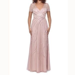 Xscape Beaded Chiffon A Line Gown